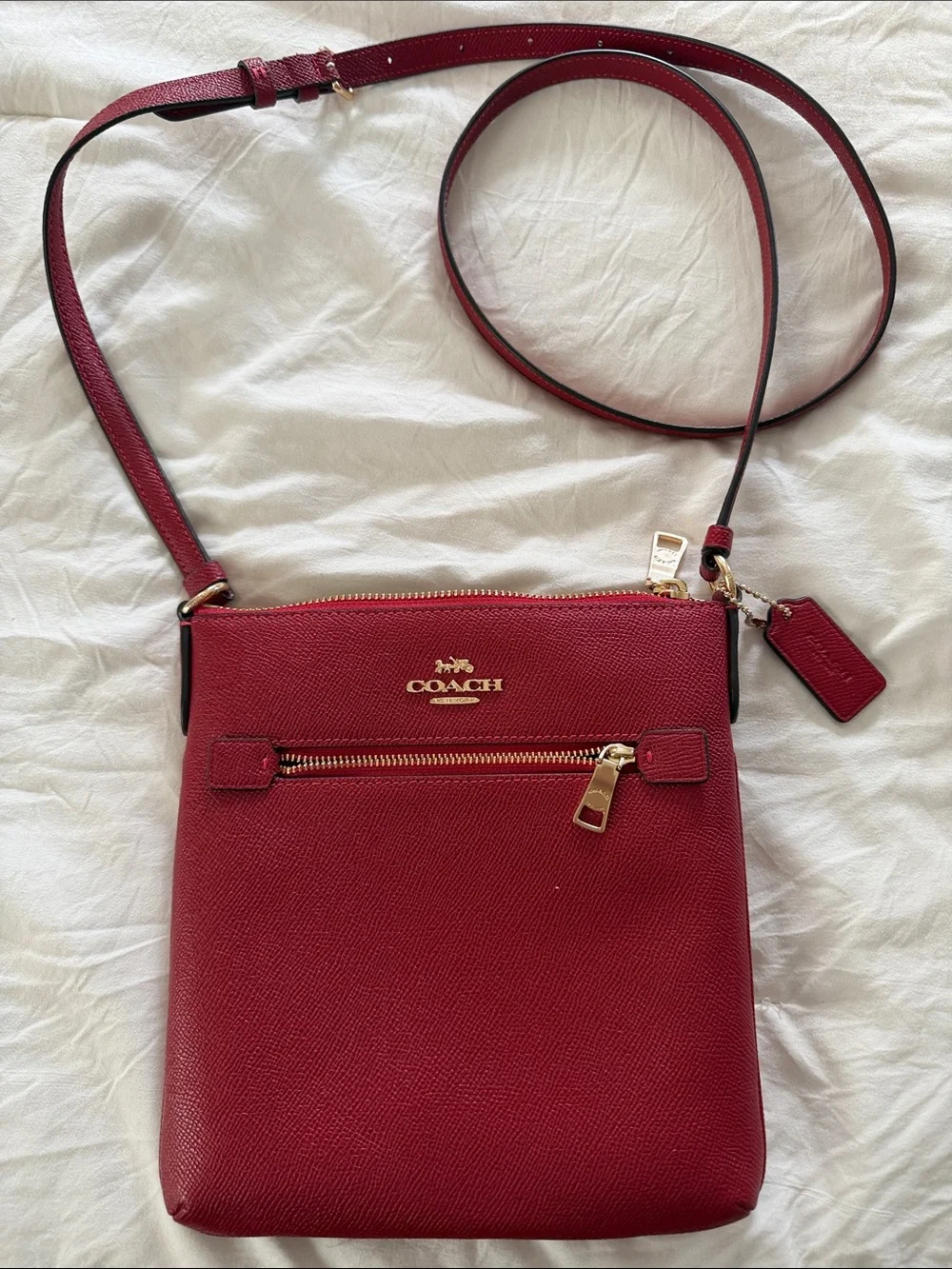 Coach Crimson Red Crossbody Bag with Gold Hardware - Picture 1 of 4